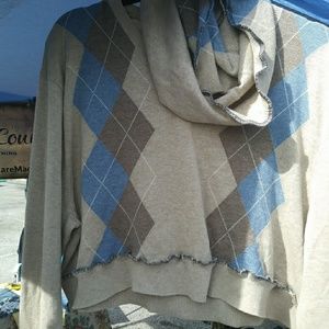 Sz 1x plus upcycled crop top sweater scarf boho